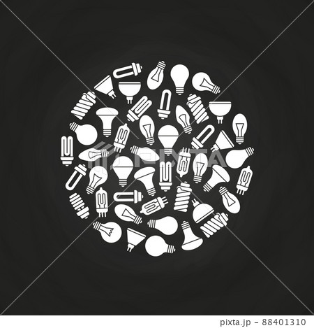 White light bulbs silhouettes circle concept White light bulbs silhouettes circle concept 88401310