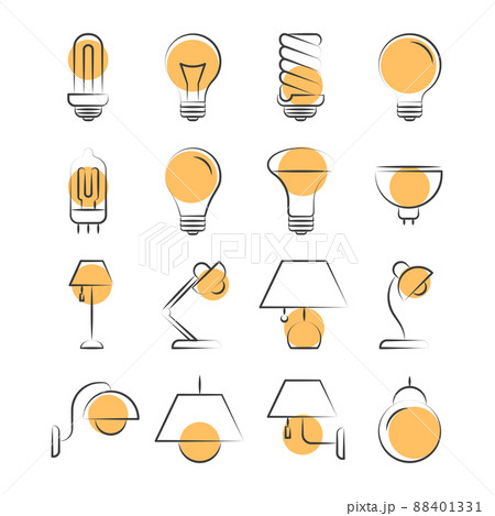Lamp line icons set isolated on white 88401331