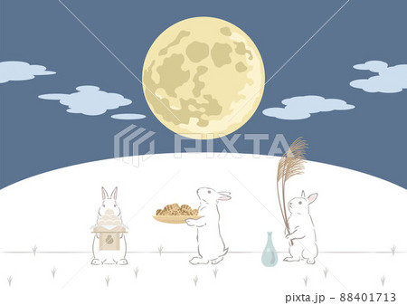 ウサギのお月見-お供え物の準備 88401713