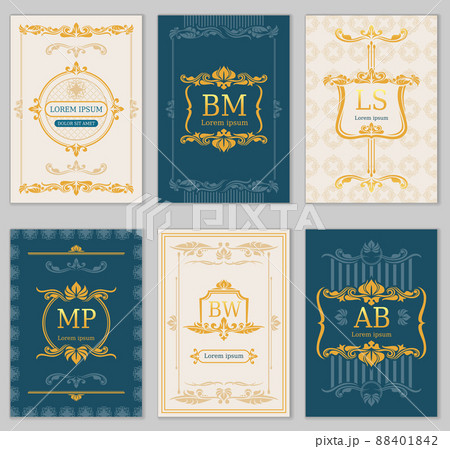 Royal wedding design. card templates with ornamental monograms Royal wedding design. card templates with ornamental monograms 88401842