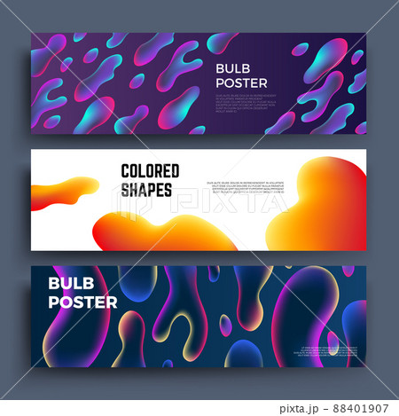 Biology molecular liquid shapes and fluid abstract objects banners set 88401907