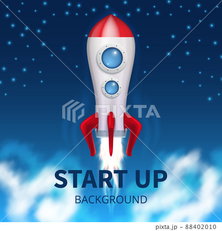 Fired up space rocket, retro booster. Shuttle launch creative startup background 88402010