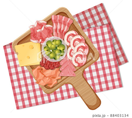 Top view of lunch meat on a wooden tray Top view of lunch meat on a wooden tray 88403134