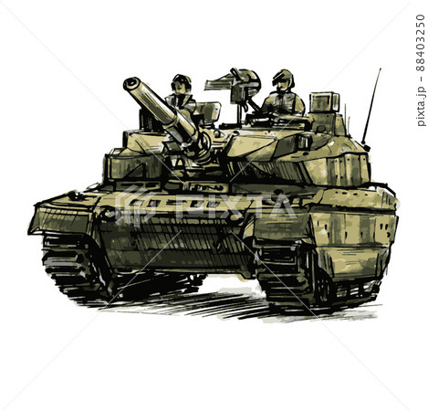 The tank at battlefield drawing style のイラスト素材 [88403250] - PIXTA