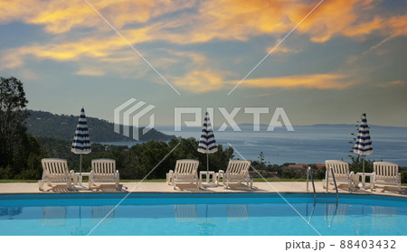 poolside at Le Lavandou, french riviera, france 88403432