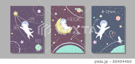 Dog in Space cover set with doodle and texture elements Dog in Space cover set with doodle and texture elements 88404460