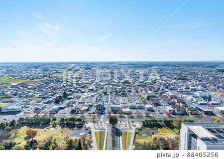 茨城県水戸市　茨城県庁から望む水戸市の街並み（南方向　東京方面） 88405256