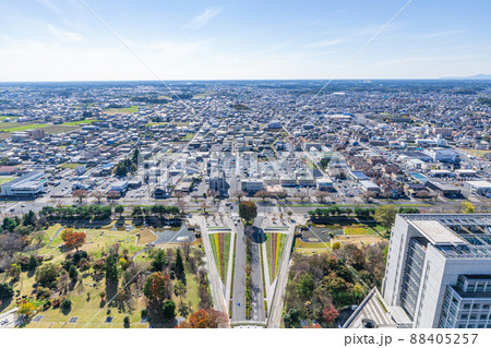 茨城県水戸市　茨城県庁から望む水戸市の街並み（南方向　東京方面） 88405257