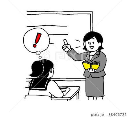 女性講師女性教師から授業を受け理解するセーラー服姿の女子学生（シンプル） 88406725
