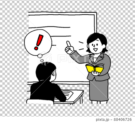 Female instructor Male student in a school uniform (simple) who receives and understands lessons from a female teacher Female instructor Male student in a school uniform (simple) who receives and understands lessons from a female teacher 88406726