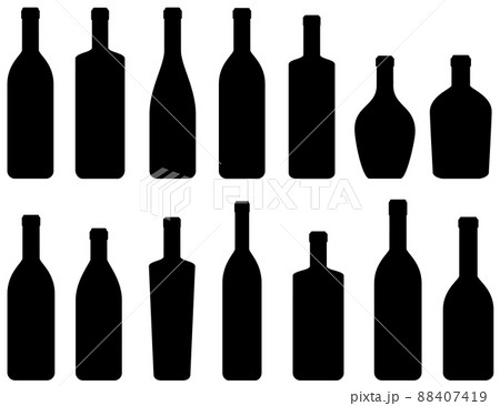 wine beer vodka alcohol bottles silhouette set 88407419