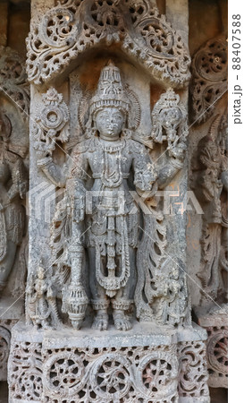 Sculpture of Lord Vishnu On Lakshminarsimha Temple, Javagal, Hassan, Karnataka, India Sculpture of Lord Vishnu On Lakshminarsimha Temple, Javagal, Hassan, Karnataka, India 88407588