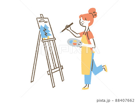 絵を描いている女性_色のイラスト素材 [88407662] - PIXTA