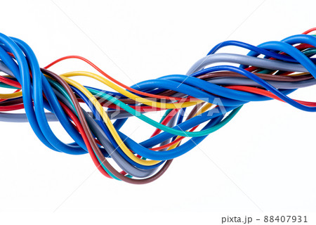 Close-up electric cable and wire isolated on white background Close-up electric cable and wire isolated on white background 88407931