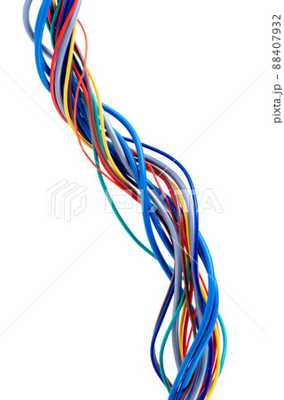 Swirl of electric cable and wire isolated on white background 88407932