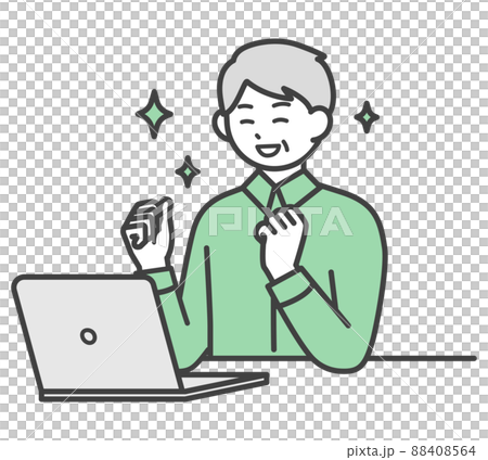 Illustration material that an elderly man operates a personal computer Illustration material that an elderly man operates a personal computer 88408564