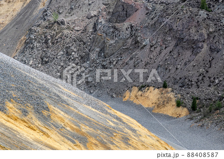 Heaps of tailings and mine dumps in Bor, Eastern Serbia, one of the largest copper mines in Europe 88408587