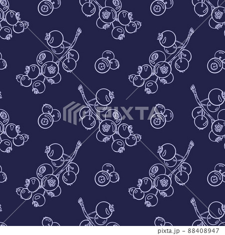 Berries print on navy blue background. Illustration 88408947