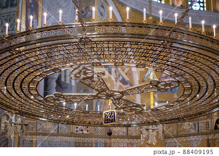 Interior of the Church of Saint Sava, Serbian Orthodox church in Belgrade, Serbia 88409195