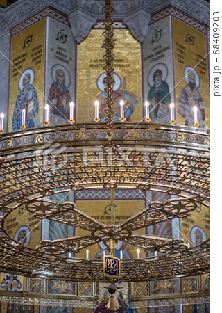 Interior of the Church of Saint Sava, Serbian Orthodox church in Belgrade, Serbia 88409203