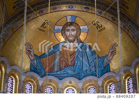 Interior of the Church of Saint Sava, Serbian Orthodox church in Belgrade, Serbia 88409207