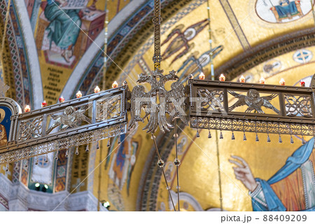 Interior of the Church of Saint Sava, Serbian Orthodox church in Belgrade, Serbia 88409209