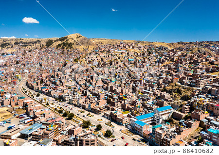 Aerial view of Puno town in Peru 88410682