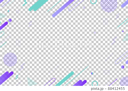 【紫・青系】幾何学模様背景・メンフィスのフレームパターン素材 88412455