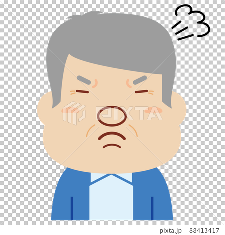 Facial expression of senior man: anger - Stock Illustration [88413417 ...