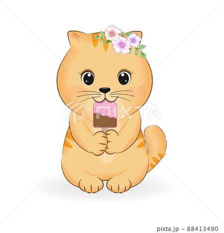 cat eating little