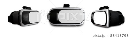 set of VR camera glasses smartphone isolated on a white background set of VR camera glasses smartphone isolated on a white background 88413793