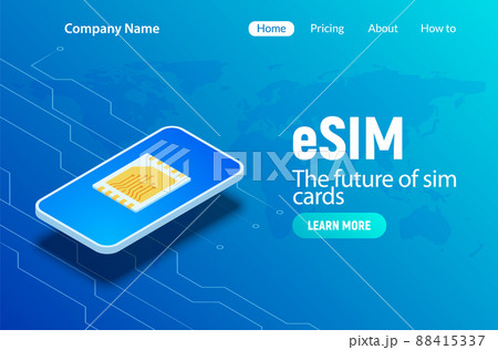 Esim technology digital card microchip phone gsm mobile vector concept. Esim technology 88415337