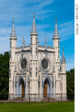 Russia. Peterhof. June 14, 2021. Alexander Nevsky Church in Alexandria Park. Russia. Peterhof. June 14, 2021. Alexander Nevsky Church in Alexandria Park. 88415677