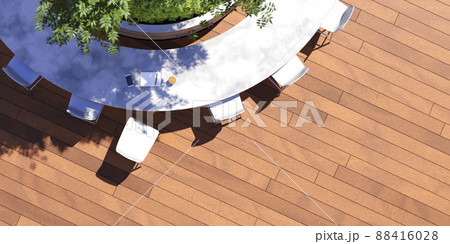 陽光が降り注ぐ開放的な屋上庭園 / 屋外のリモートワーク ・コワーキングテラスのコンセプトイメージ 88416028