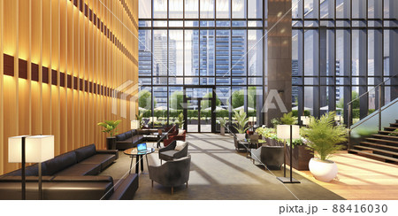開放感溢れるシックでモダンなラウンジスペース / シェアラウンジ・コワーキングスペースのイメージ 88416030