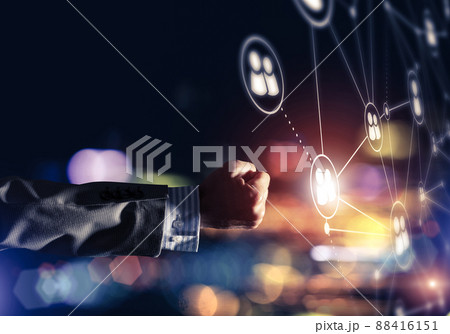 Creating modern wireless technologies as means of communucation and networking on dark background Creating modern wireless technologies as means of communucation and networking on dark background 88416151