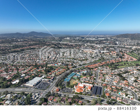 Aerial view middle class neighborhood in South California, USA Aerial view middle class neighborhood in South California, USA 88416330