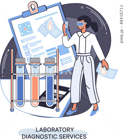 Laboratory diagnostic services, health indicators research, treatment, medical examination in clinic metaphor 88416711