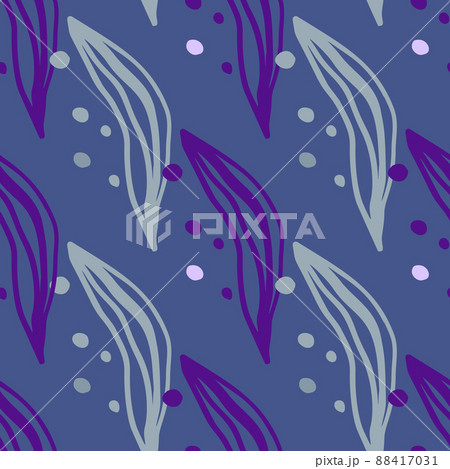 Abstract linear leaves tropical seamless pattern. Rainforest line background. 88417031
