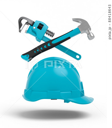 Flying view of green construction tools for repair on white Flying view of green construction tools for repair on white 88418643