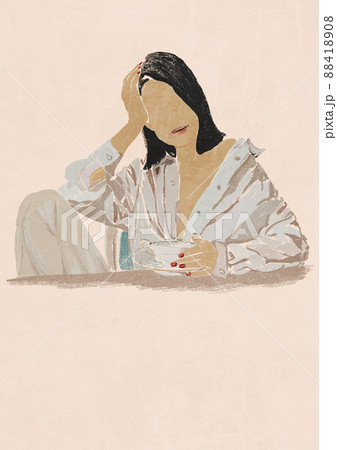 Abstract Boho Woman Portrait. Minimalist Female simple Modern Art. Pastel colors, Hand Drawn Contemporary card, logo, template 88418908