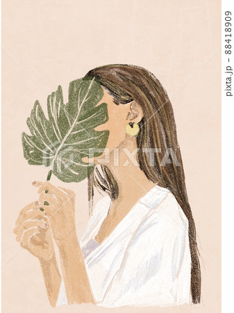 Abstract Boho Woman Portrait. Minimalist Female simple Modern Art. Pastel colors, Hand Drawn Contemporary card, logo, template Abstract Boho Woman Portrait. Minimalist Female simple Modern Art. Pastel colors, Hand Drawn Contemporary card, logo, template 88418909