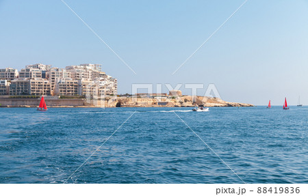 Seaside view of Tigne Point, Sliema, Malta 88419836