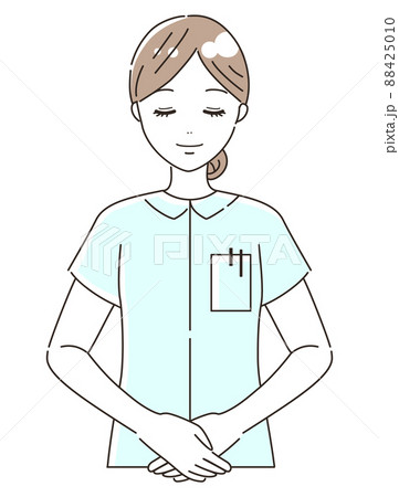 お辞儀 一礼 する看護師 医療従事者 のイラスト素材 上半身 のイラスト素材