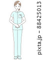 お辞儀（一礼）する看護師（医療従事者）のイラスト素材（全身） 88425013