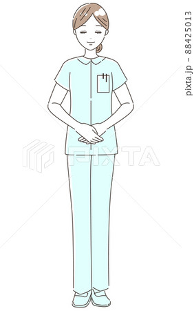 お辞儀 一礼 する看護師 医療従事者 のイラスト素材 全身 のイラスト素材
