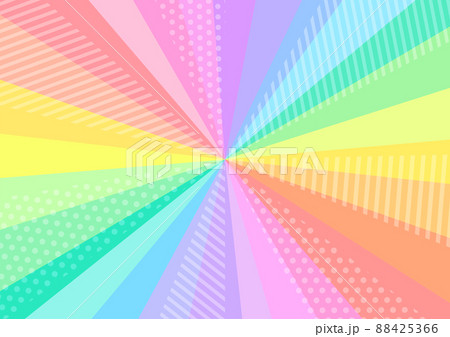 ポップな虹色パステルカラーの集中線放射背景 88425366