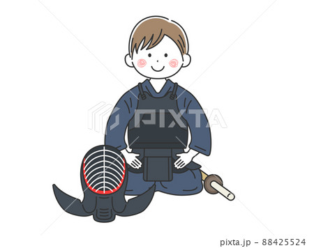剣道の道着を着て、正座する男性のイラスト 88425524