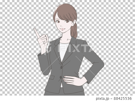 A woman in a suit that raises her index finger - Stock Illustration ...