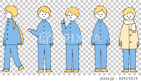 Person illustration set_High school boy_Two-tone color 88425614